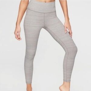 Athleta Chaturanga Jacquard 7/8 Leggings Women’s Size Small White Brown Textured